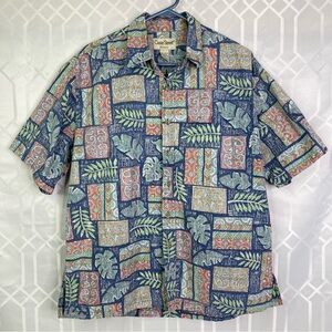 Cooke Street Honolulu Men Blue Multi Colored Patterned Button Down Shirt Size L
